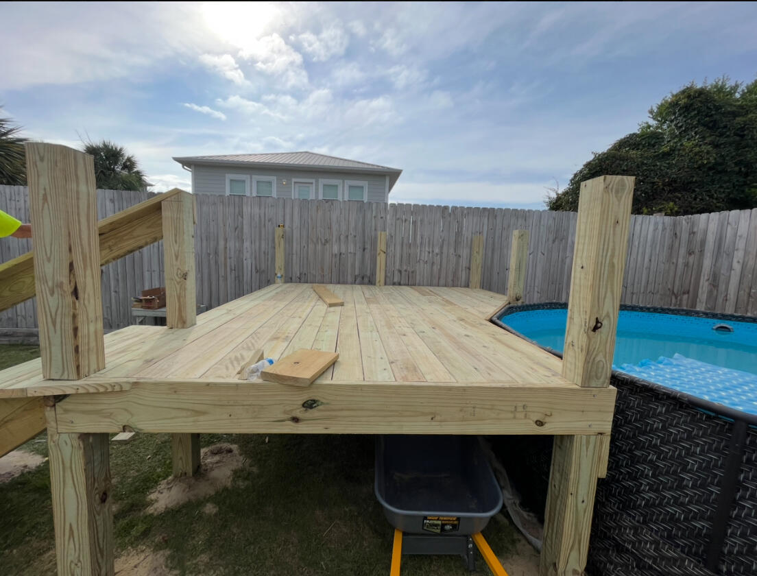 Framing process of a deck in Panama City Beach, Fl Framing process of a deck in Panama City Beach, Fl